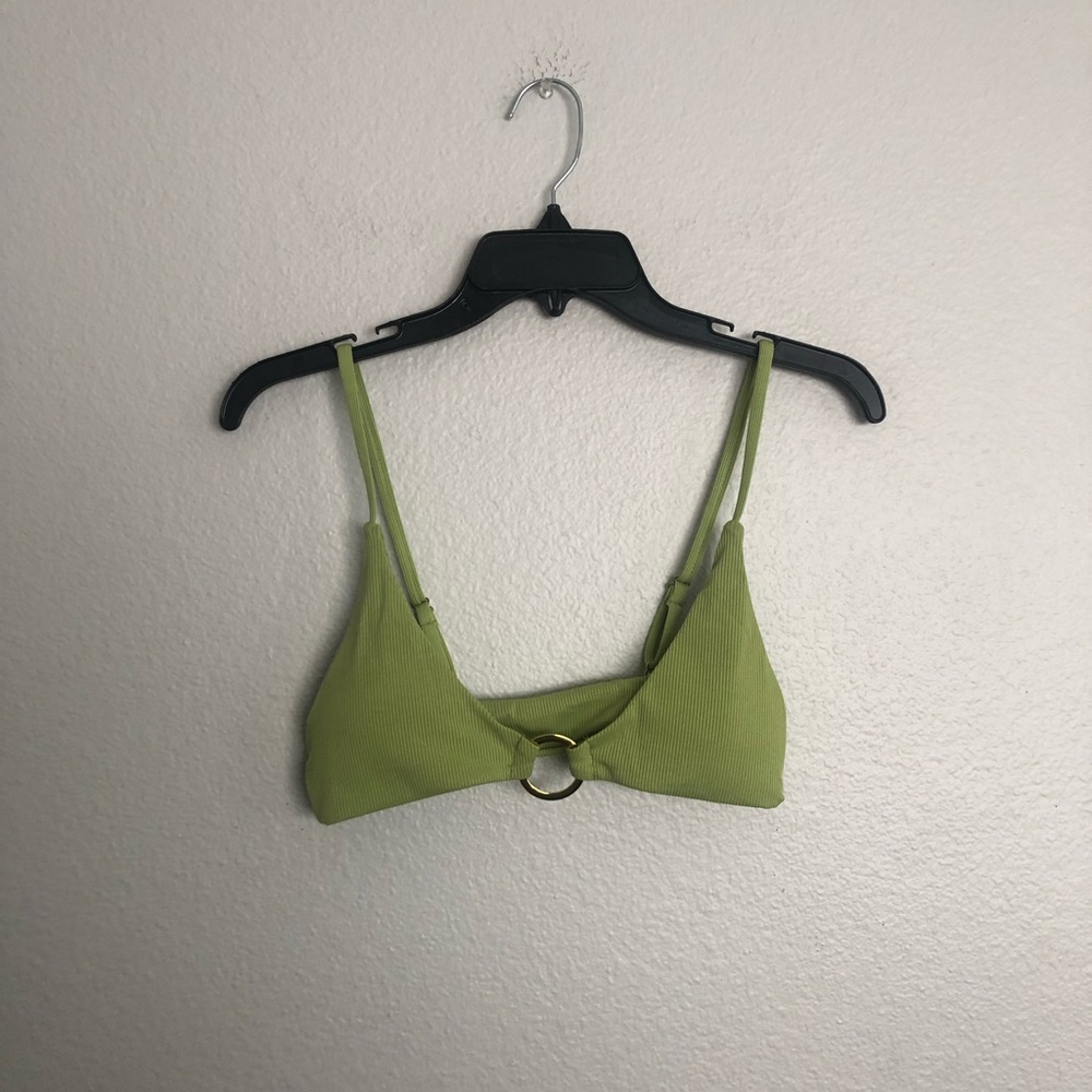 Green and gold ring bikini top